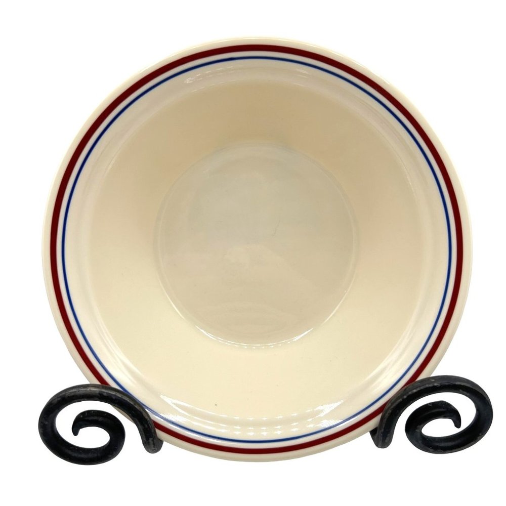 Corelle Vitrelle Abundance by Corning Red Blue Band 7" Soup Cereal Bowl 4 Pcs Vi